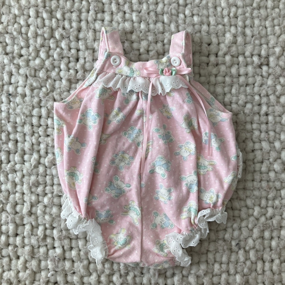 Vintage Floral Baby Girls Romper Cotton 9 Months IC Made In USA 1980's